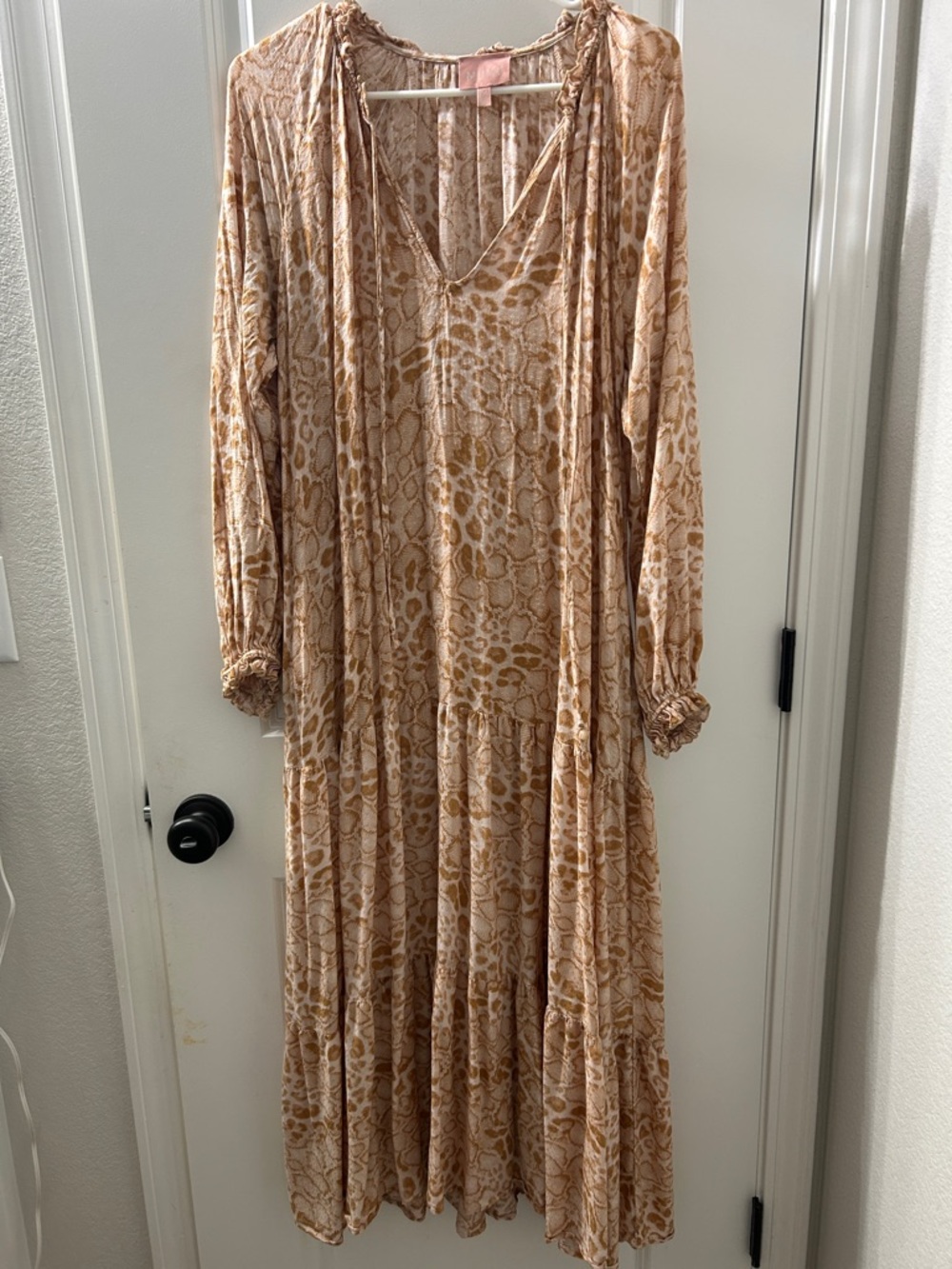 Show Me Your MuMu Animal-Print Tiered Maxi Dress Boho Beachy Flowy